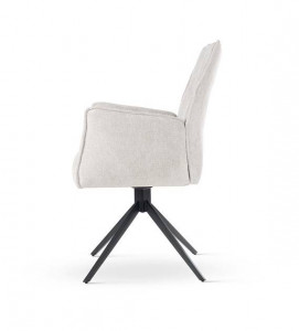 SCAUN PIVOTANT SOPHIA, BEJ/NEGRU, TAPITERIE DIN STOFA SI PICIOARE DIN METAL, STIL MODERN - Img 4