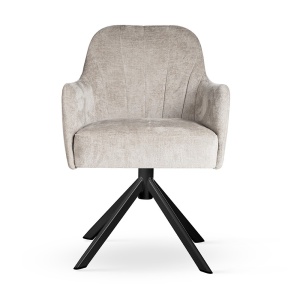 SCAUN PIVOTANT TULIP SUPREME, CONFECTIONAT DIN METAL, SPUMA, ARCURI SI TEXTIL, BEJ/NEGRU, STIL MODERN - Img 2