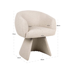 SCAUN ROTATIV 180 DE GRADE, QUIRIRO BISCOTTI, 214145, CONFECTIONAT DIN POLIESTER, METAL SI SPUMA, BEJ, STIL MODERN - Img 6