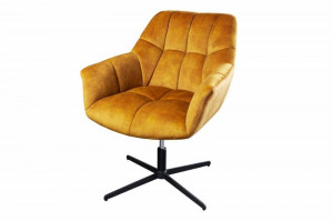 SCAUN ROTATIV 360°, PAPILLON 80/90CM, CATIFEA GALBENA SI METAL, DESIGN INDUSTRIAL - Img 6
