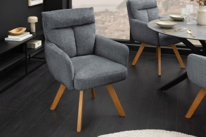 SCAUN ROTATIV, BIG GEORGE CU COTIERE, MATERIAL TEXTIL CHENILLE, CADRUL LEMN, CULOARE GRI, ARTIM GROUP SELECTION - Img 9
