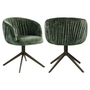 SCAUN ROTATIV CASSI, DIN METAL SI TEXTIL CHENILLE, DE CULOARE NEGRU/VERDE, RICHMOND INTERIORS