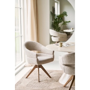 SCAUN ROTATIV DOVER, DIN LEMN SI TEXTIL, CULOARE NISIPIU, HOUSE NORDIC - Img 2
