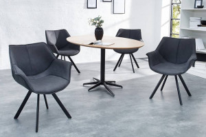 SCAUN ROTATIV, DUTCH RETRO, GRI ANTICHIZAT, MICROFIBRA SI METAL - Img 1