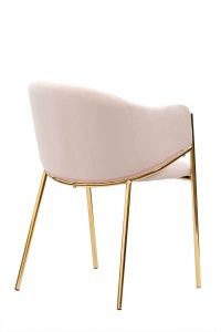 SCAUN TAPITAT, GLAMOUR, DIN CATIFEA, ROZ PUDRAT, CU PICIOARE METALII AURII - Img 5