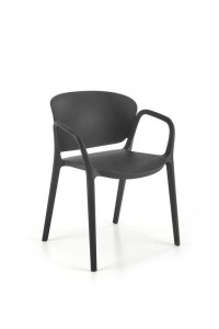 SCAUN TERASA K491, NEGRU, DIN POLIPROPILENA , STIL MODERN, SUPRAPOZABIL
