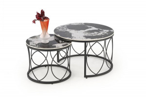 SET 2 MASUTE DE CAFEA ALEXANDRA, EFECT DE MARMURA NEAGRA/NEGRU, DIN MARMURA SI METAL, STIL MODERN