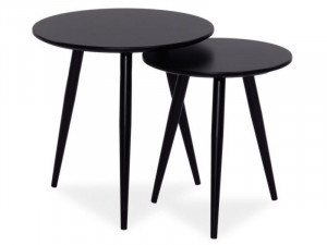 SET 2 MASUTE DE CAFEA CLEO, 40/50 CM, NEGRE, BLAT DIN MDF SI CADRU DIN METAL, STIL MODERN