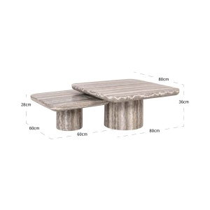SET 2 MASUTE DE CAFEA DULCE, 214110, CONFECTIONATE DIN MARMURA ALBA, METAL, MDF SI TRAVERTIN ARTIFICIAL, GRI, STIL MODERN - Img 5