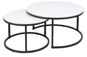 SET 2 MASUTE DE CAFEA FERRANTE C, 60/80 CM, EFECT DE MARMURA ALBA/NEGRU, BLAT DIN CERAMICA SI CADRU DIN METAL, STIL MODERN - Img 2
