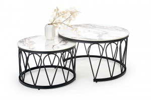 SET 2 MASUTE DE CAFEA FORMOSA, EFECT DE MARMURA ALBA/NEGRU, DIN MARMURA SI METAL, STIL MODERN