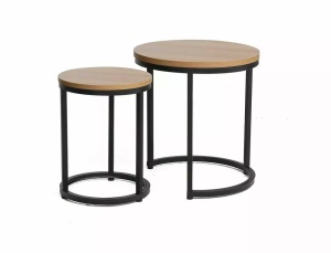 SET 2 MASUTE DE CAFEA HOLA, 32/45 CM, STEJAR/NEGRU, BLAT DIN PAL LAMINAT SI CADRU DIN METAL, STIL MODERN