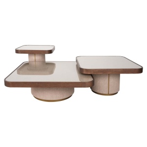 SET 2 MASUTE DE CAFEA WILLOX, 214289, CONFECTIONATE DIN LEMN MASIV DE STEJAR, PAL, TEXTIL, METAL SI STICLA, MARO SI BEJ, STIL MODERN - Img 6