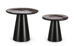 SET 2 MASUTE DE CAFEA ZAINAB, CONFECTIONATE DIN LEMN MASIV DE MANGO SI OTEL, STIL MODERN