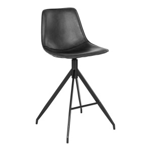 SET 2 SCAUNE BAR MONACO, DIN LEMN SI PIELE ECO, CULOARE NEGRU, HOUSE NORDIC - Img 2