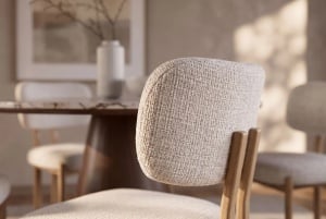 SET 2 SCAUNE BELLANO, REALIZATA DIN METAL SI TEXTIL CHENNILE, CULOARE BEJ/ STEJAR - Img 2