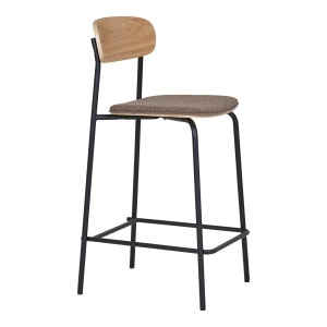 SET 2 SCAUNE DE BAR ESTEPONA, DIN METAL, FURNIR SI TEXTIL, CULOARE NATUR/MARO, HOUSE NORDIC - Img 3