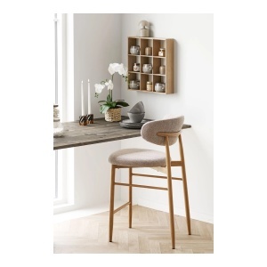 SET 2 SCAUNE DE BAR LEVANTO, DIN METAL SI TEXTIL, CULOARE BEJ, HOUSE NORDIC - Img 2