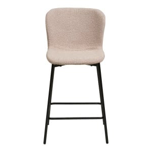 SET 2 SCAUNE DE BAR MACEDA, DIN METAL SI TEXTIL BOUCLE, CULOARE BEJ, HOUSE NORDIC - Img 3