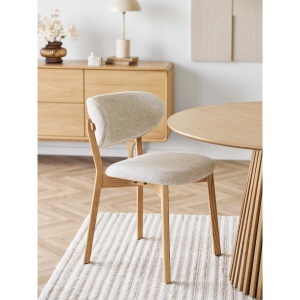 SET 2 SCAUNE DE SUFRAGERIE DUNKIRK, DIN LEMN SI TEXTIL, CULOARE NATUR/BEJ, HOUSE NORDIC - Img 2