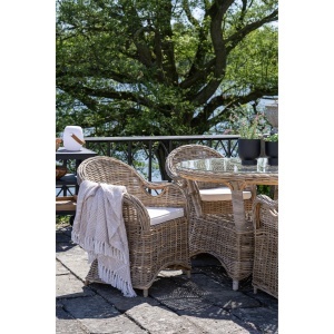 SET 2 SCAUNE DE TERASA LARISA, REALIZAT DIN RATAN SI PERINA TEXTIL, CULOARE NATUR/GRI, HOUSE NORDIC - Img 2