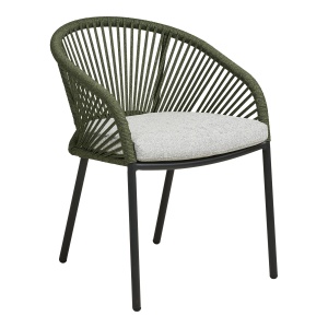 SET 2 SCAUNE DE TERASA NOVELLA, CU PERINA, REALIZAT DIN ALUMINIU SI TEXTIL, CULOARE VERDE/GRI, HOUSE NORDIC