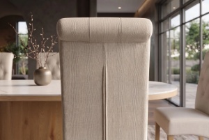 SET 2 SCAUNE DINING CASA, CU PICIOARE DIN LEMN SI TEXTIL, STIL IN, CULOARE BEJ - Img 4
