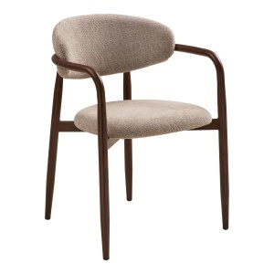SET 2 SCAUNE DINING LEVANTO, DIN METAL SI TEXTIL, CULOARE NUC/NISIPIU, HOUSE NORDIC