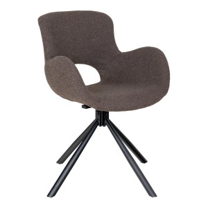 SET 2 SCAUNE DINING ROTATIV AMORIM, DIN METAL, FURNIR SI TEXTIL BOUCLE, CULOARE MARO GRI, HOUSE NORDIC