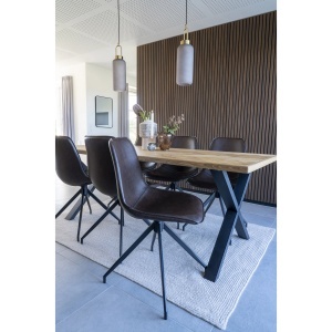 SET 2 SCAUNE DINING ROTATIVE MONACO, DIN METAL SI PIELE ECO, CULOARE MARO INCHIS/NEGRU, HOUSE NORDIC - Img 2