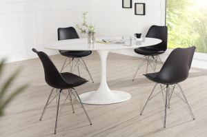 SET, 2 SCAUNE NEGRU/CROM, SCANDINAVIA RETRO, DESIGN SCANDINAV