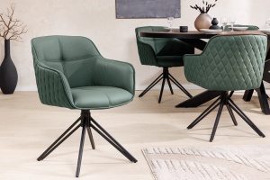 SET 2 SCAUNE ROTATIVE 180 GRADE, EUPHORIA, DIN PIELE VERDE SI METAL, ARTIM GROUP SELECTION - Img 1
