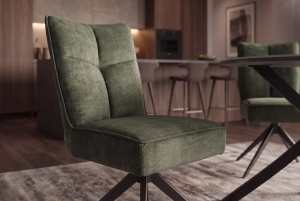 SET 2 SCAUNE ROTATIVE 360 GRADE, LUGANO, REALIZAT DIN METAL SI TEXTIL CATIFEA VELUR, CULOARE VERDE/NEGRU - Img 4