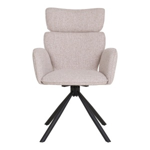 SET 2 SCAUNE ROTATIVE CORDOBA, DIN METAL SI TEXTIL, CULOARE BEJ, HOUSE NORDIC - Img 3