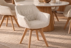 SET 2 SCAUNE ROTATIVE DUTCH, DIN LEMN SI TEXTIL BOUCLE, CULOARE BEJ, INVICTA INTERIOR - Img 9