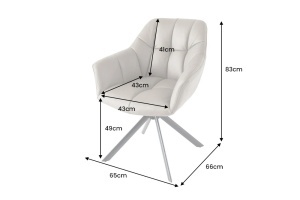 SET 2 SCAUNE ROTATIVE, PAPILLON, REALIZAT DIN PIELE SI METAL, CULOARE GRI TAUPE/NEGRU, INVICTA INTERIOR - Img 8