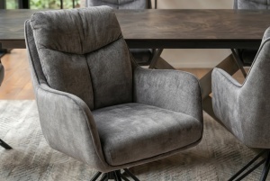 SET 2 SCAUNE ROTATIVE, PROMETHEUS, 180 grade, REALIZAT DIN METAL SI TEXTIL VELUR CATIFELAT, CULOARE GRI GRAFIT, ARTIM GROUP SELECTION - Img 8