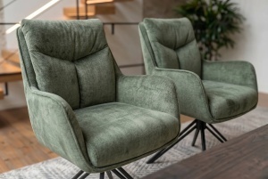 SET 2 SCAUNE ROTATIVE, PROMETHEUS, 180 grade, REALIZAT DIN METAL SI TEXTIL VELUR CATIFELAT, CULOARE VERDE, ARTIM GROUP SELECTION - Img 10