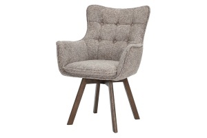 SET 2 SCAUNE ROTATIVE THOR 360GRADE, CADRUL DIN LEMN MASIV DE STEJAR SI MATERIAL TEXTIL , TAUPE DESCHIS, STIL MODERN - Img 10