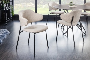SET 2 SCAUNE TRACY , DIN MATERIAL BUCLE GRI SI PICIOARE NEGRE, DESIGN INDUSTRIAL - Img 3
