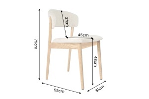 SET 2 SCAUNE VALHALLA WOOD, REALIZAT DIN LEMN DE STEJAR SI TEXTIL, CULOARE CREM/NATUR - Img 8