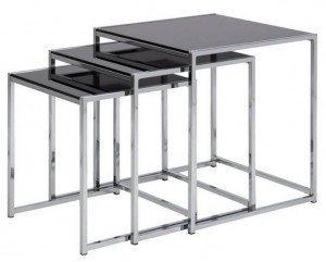 SET 3 MASUTE DE CAFEA CROSS TRIO, NEGRU/CROM, STIL MODERN - Img 2