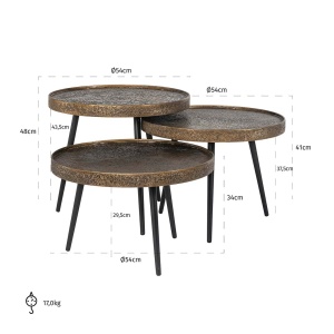 SET 3 MASUTE DE CAFEA LUTON 211220, CONFECTIONATE DIN MDF SI METAL, CULOAREA AURIU/NEGRU, STIL MODERN - Img 5