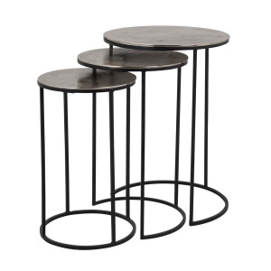 SET 3 MASUTE DE CAFEA NOLAN 210092, CONFECTIONATE DIN ALUMINIU SI METAL, CULOAREA NEGRU/AURIU SAMPANIE, STIL MODERN