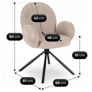 SET 4 SCAUNE ROTATIVE, ARTIM MEBLE, REALIZAT DIN MATERIAL BOUCLE MARO SI METAL, STIL MODERN - Img 8
