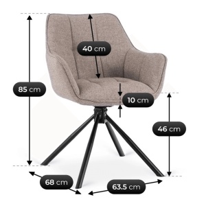 SET 4 SCAUNE ROTATIVE, ARTIM MEBLE, REALIZAT DIN MATERIAL TEXTIL CAPPUCCINO SI CADRUL DIN METAL, STIL MODERN - Img 10