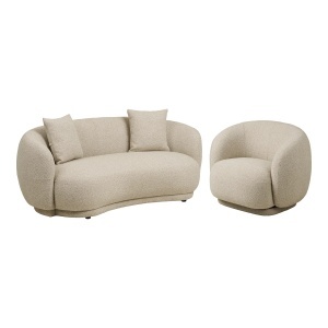SET CANAPEA SI FOTOLIU HAWKES, DIN LEMN SI TEXTIL, CULOARE BEJ NISIPIU, HOUSE NORDIC
