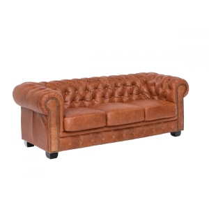 SET CANAPELE DE LUX 3 BUCATI, CHESTERFIELD, DIN PIELE NATURALA, CULOARE MARO, ARTIM SELECTION - Img 5