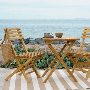 SET DE GRADINA SAU CAFENEA CUENCA, MASA SI 2 SCAUNE, REALIZATA DIN LEMN DE TEC, CULOARE NATUR, HOUSE NORDIC - Img 2
