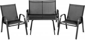 SET DE GRADINA/TERASA VEGAS NEGRU DIN METAL SI TEXTIL - Img 3